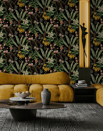 Harry & Grace  Panther Jungle Animal Print Contemporary Black   - HG13900