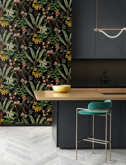 Harry & Grace  Panther Jungle Animal Print Contemporary Black   - HG13900