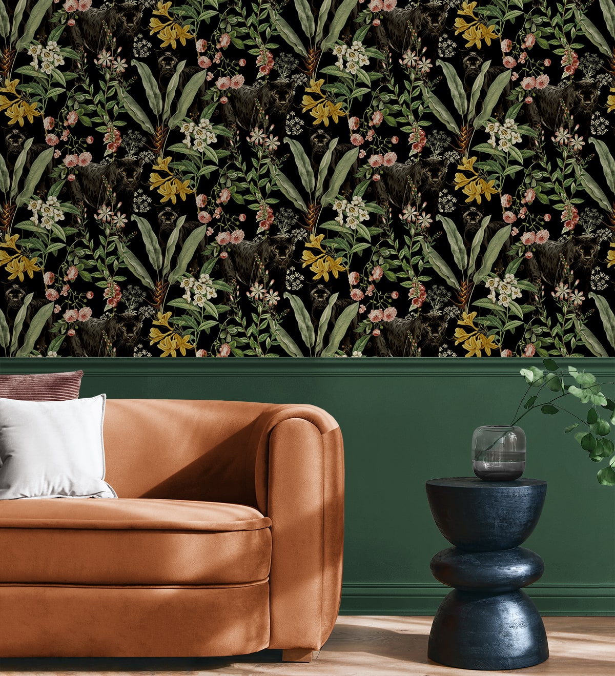 Harry & Grace  Panther Jungle Animal Print Contemporary Black   - HG13900