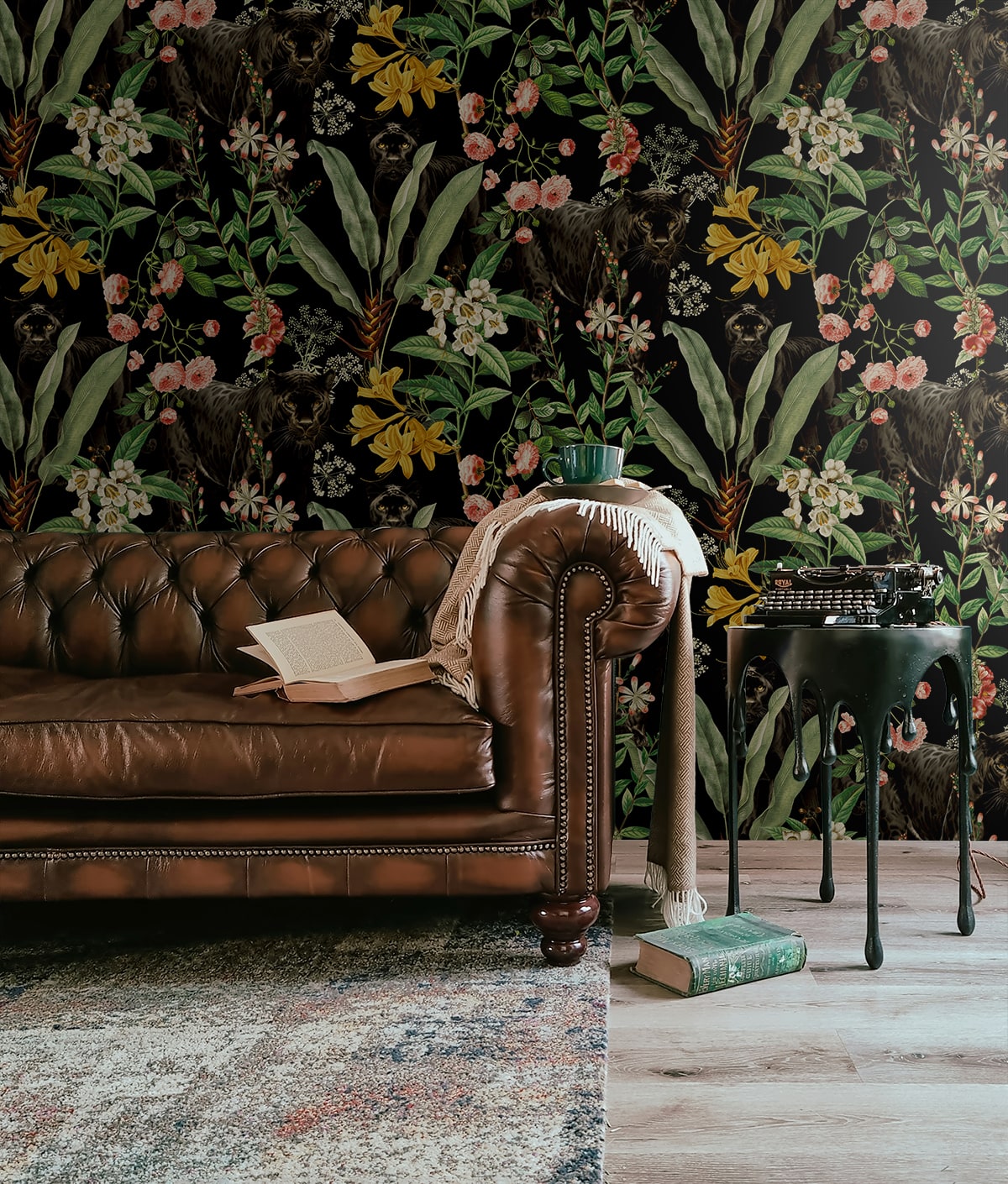 Harry & Grace  Panther Jungle Animal Print Contemporary Black   - HG13900