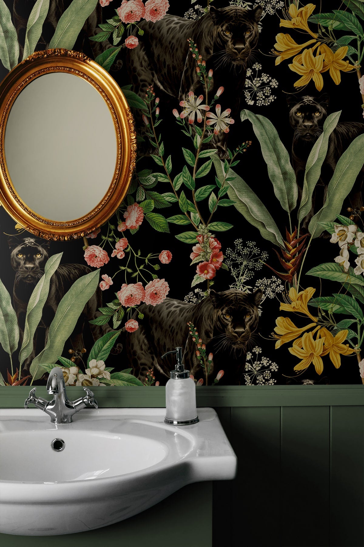 Harry & Grace  Panther Jungle Animal Print Contemporary Black   - HG13900