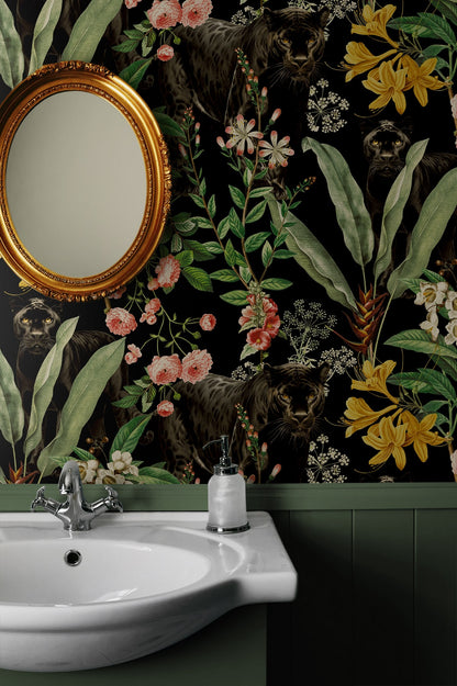 Harry & Grace  Panther Jungle Animal Print Contemporary Black   - HG13900