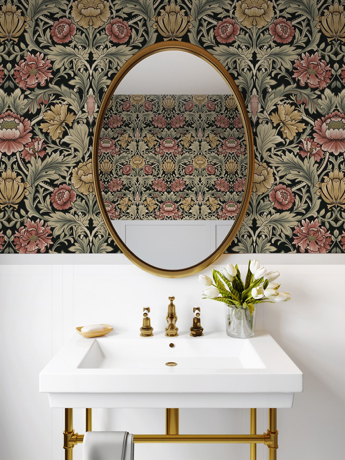 Harry & Grace  Acanthus Floral Cameo Floral Vintage Black   - HG14000