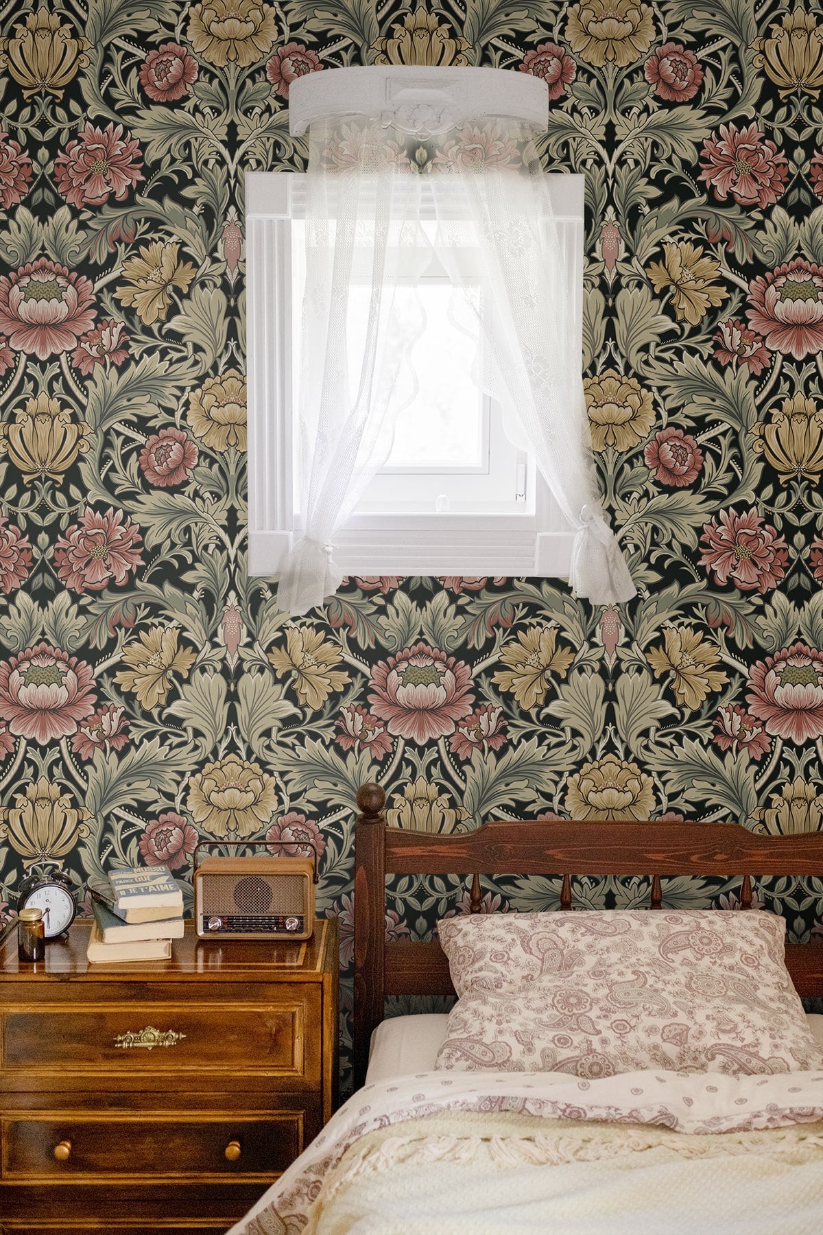 Harry & Grace  Acanthus Floral Cameo Floral Vintage Black   - HG14000