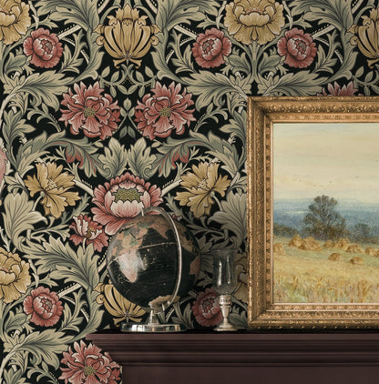 Harry & Grace  Acanthus Floral Cameo Floral Vintage Black   - HG14000