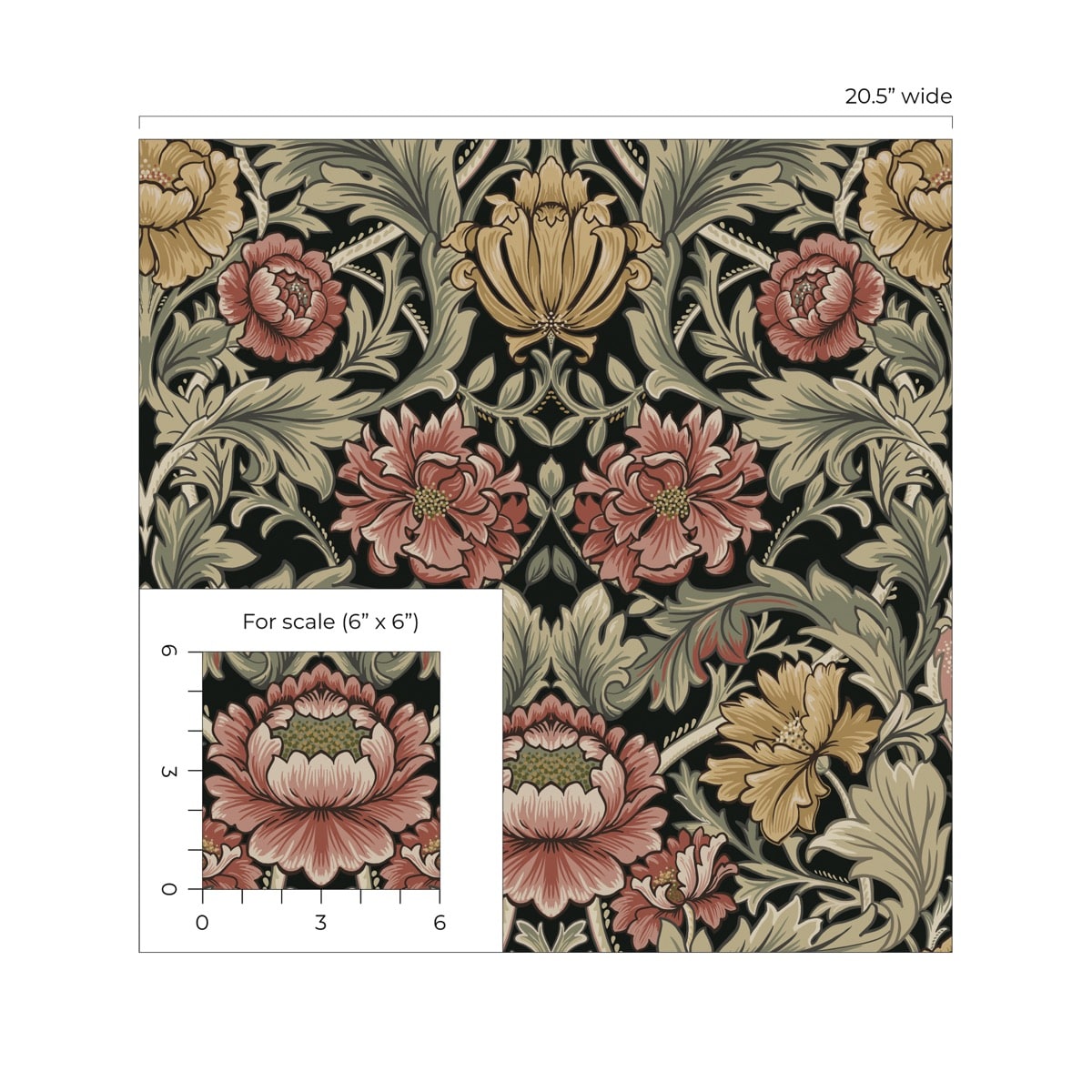 Harry & Grace  Acanthus Floral Cameo Floral Vintage Black   - HG14000