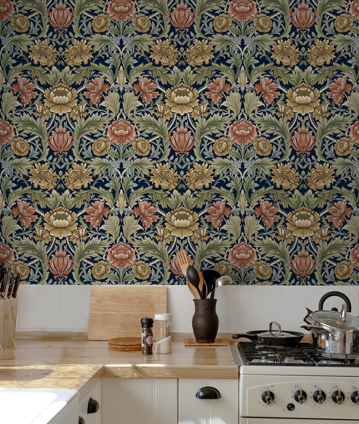 Harry & Grace  Acanthus Floral Cameo Floral Vintage Blue   - HG14002