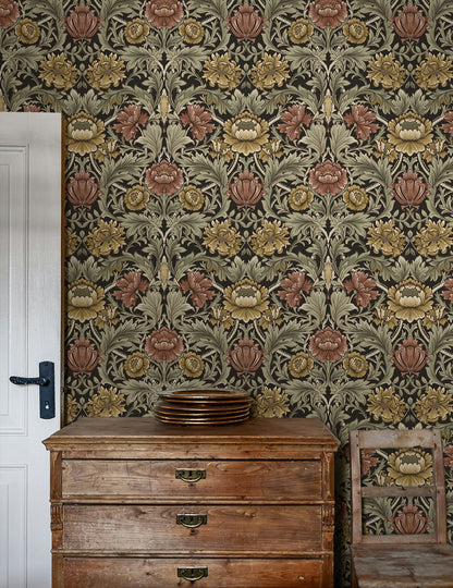 Harry & Grace  Acanthus Floral Cameo Floral Vintage Brown   - HG14006