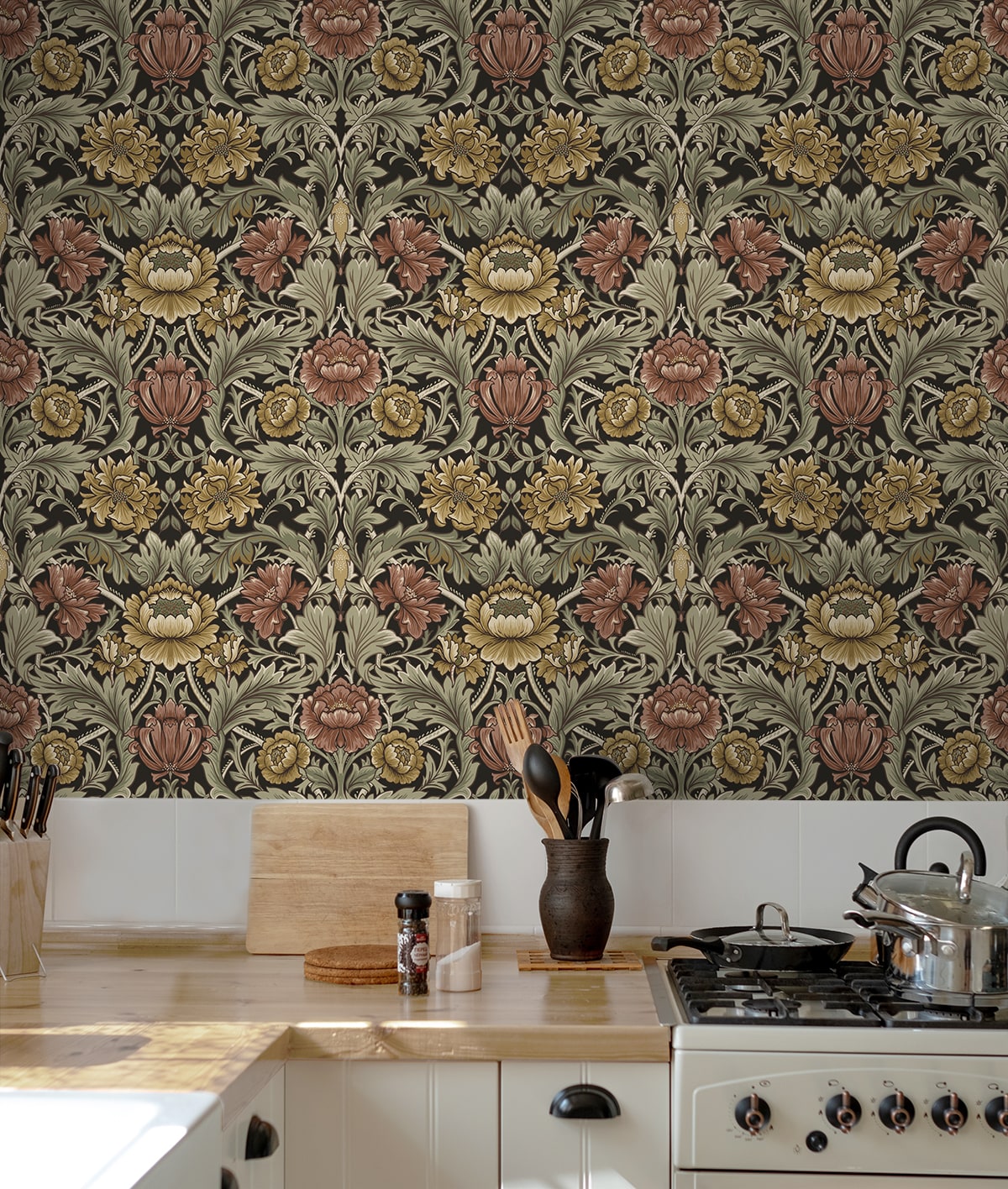 Harry & Grace  Acanthus Floral Cameo Floral Vintage Brown   - HG14006