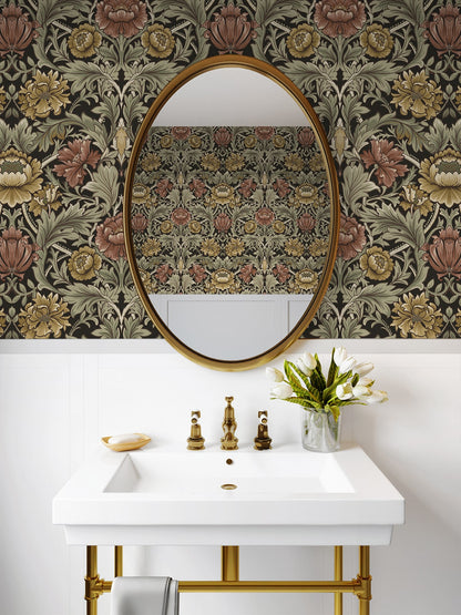 Harry & Grace  Acanthus Floral Cameo Floral Vintage Brown   - HG14006