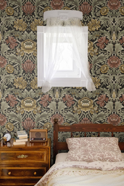 Harry & Grace  Acanthus Floral Cameo Floral Vintage Brown   - HG14006