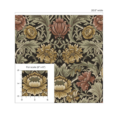 Harry & Grace  Acanthus Floral Cameo Floral Vintage Brown   - HG14006