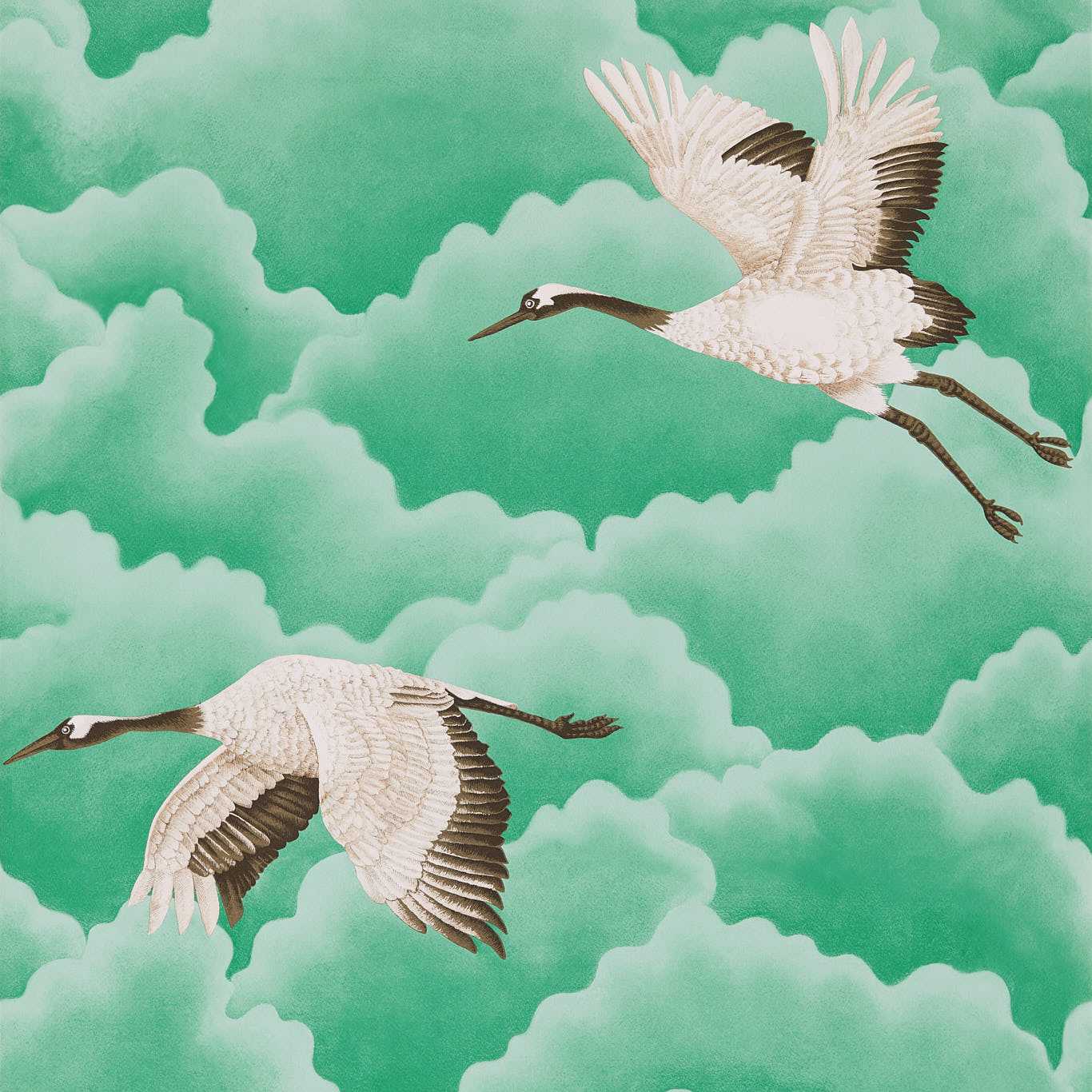 HARLEQUIN Cranes in Flight Wallpaper Other Emerald  Gravure Printed Wallpaper - HGAT111233