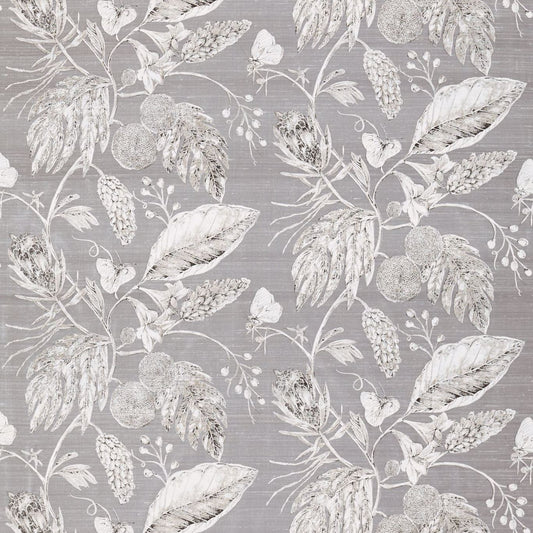 HARLEQUIN Amborella Silk Fabric Leaves , Trees Steel   - HGAT120420