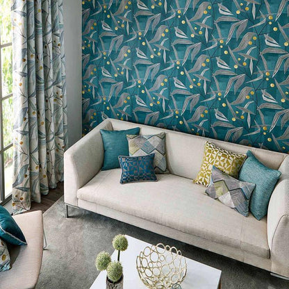 Harlequin Entity Teal Linden wallpaper geometric designer wallcovering luxury accent wall for living room bedroom office contemporary modern interiors