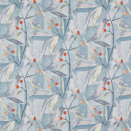 HARLEQUIN Entity Fabric Leaves , Trees Brick,Denim   - HGEO120672