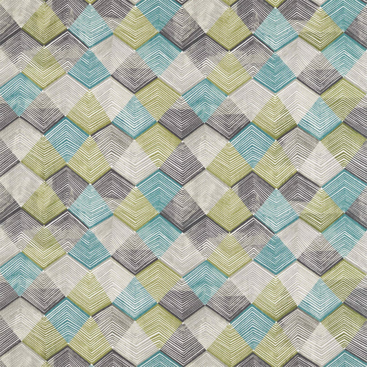 HARLEQUIN Rhythm Fabric Abstract , Graphic Teal,Linden,Charcoal   - HGEO120683