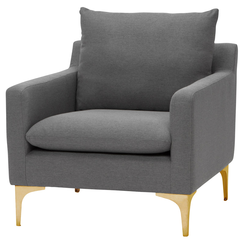 Occasional Chair-Slate Grey/Gold