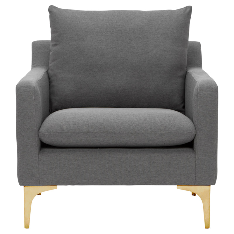 Occasional Chair-Slate Grey/Gold