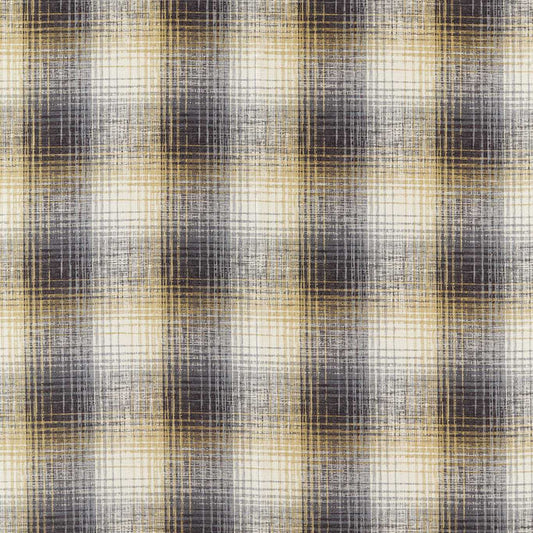 HARLEQUIN Hamada  Fabric Checks Charcoal,Gold   - HHAM132887