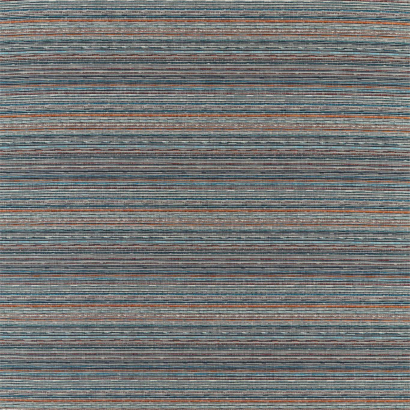 Flatwoven striped fabric with narrow Mandarin, Teal & Aqua horizontal bands.