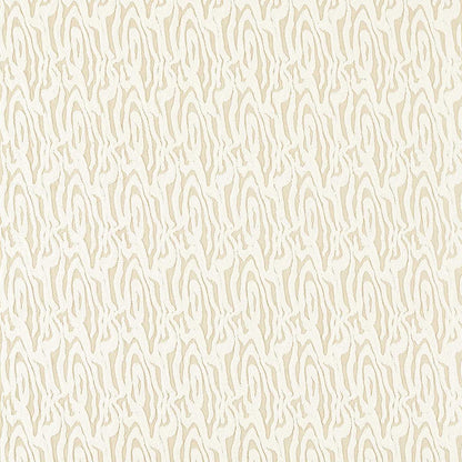 Beige fabric featuring a repeating cream wavy teardrop motif; subtle organic pattern.