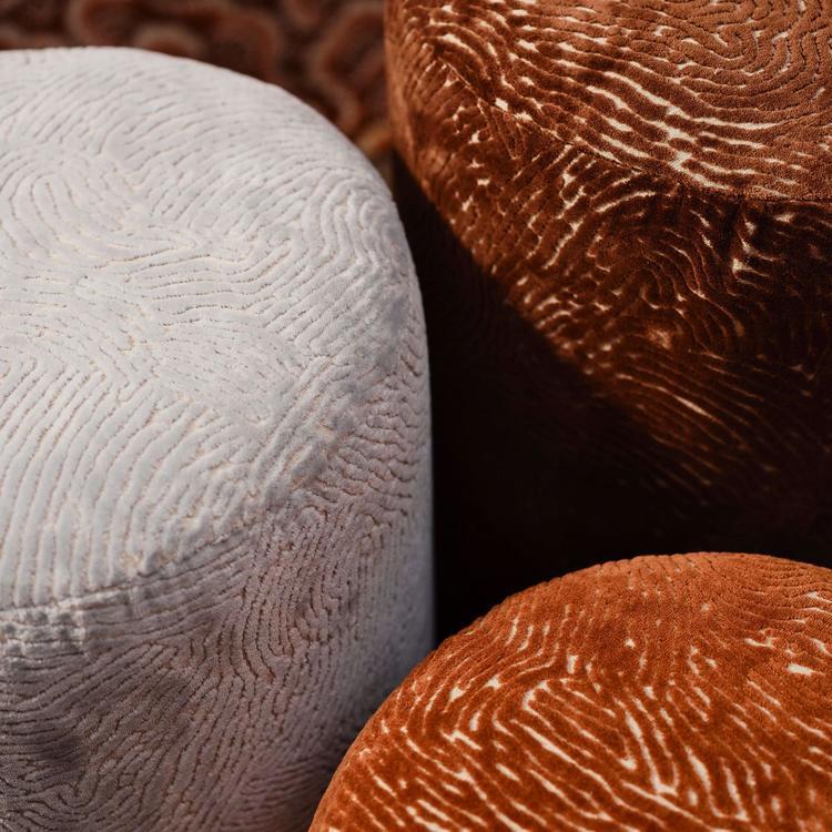 Harlequin Bonseki Aegean fabric showing sweeping abstract landscape-inspired motif in soft Aegean blue tones, premium upholstery width from the Henry Holland x Harlequin range.