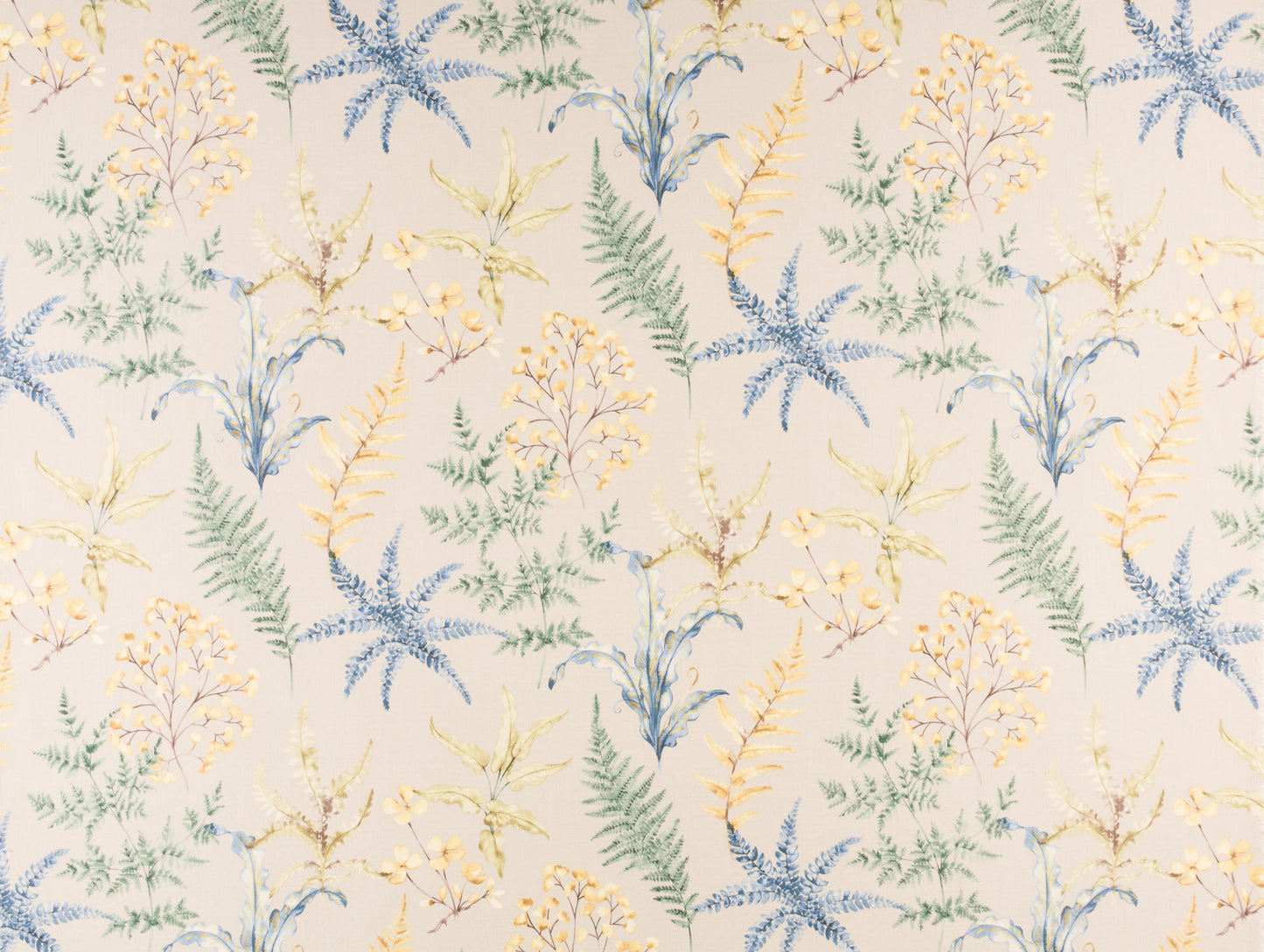 SCALAMANDRE  WETHERSFIELD FERN FABRIC KHAKI BLUE   - HH 00033803