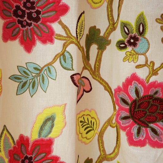 JF Fabrics JF Studio HIBISCUS 46 Fabric Traditional,Transitional,Contemporary,Floral Multi,Pink  Embroidery,Texture,Linen Texture - 6001846 SJ101