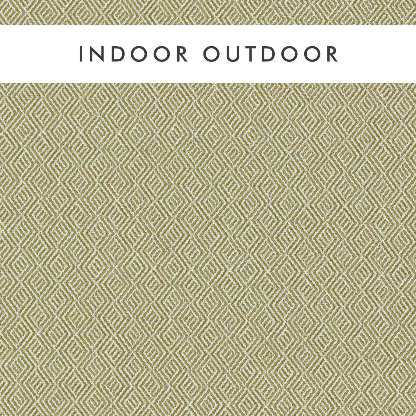 Olive-green fabric with cream geometric diamond lattice pattern; indoor/outdoor decor textile for upholstery or cushions.
