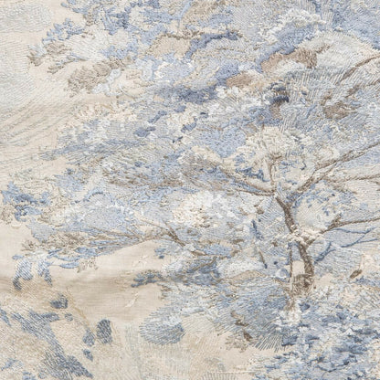 20" Serenity (Blue, Beige, Taupe) Embroidery, Linen Blend Pillow Cover in Holly Hunt Lake Como – Serenity Fabric