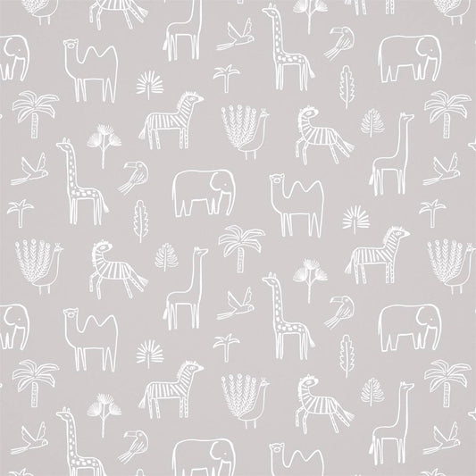 HARLEQUIN Funky Jungle Wallpaper Animals Stone  Flexo-Printed Wallpaper - HLTF112629