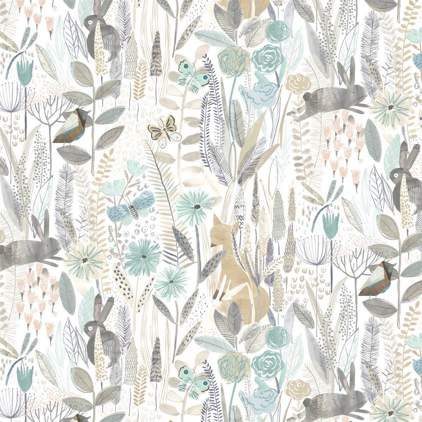 HARLEQUIN Hide And Seek Wallpaper Animals Linen,Duck Egg,Stone  Gravure Printed Wallpaper - HLTF112634