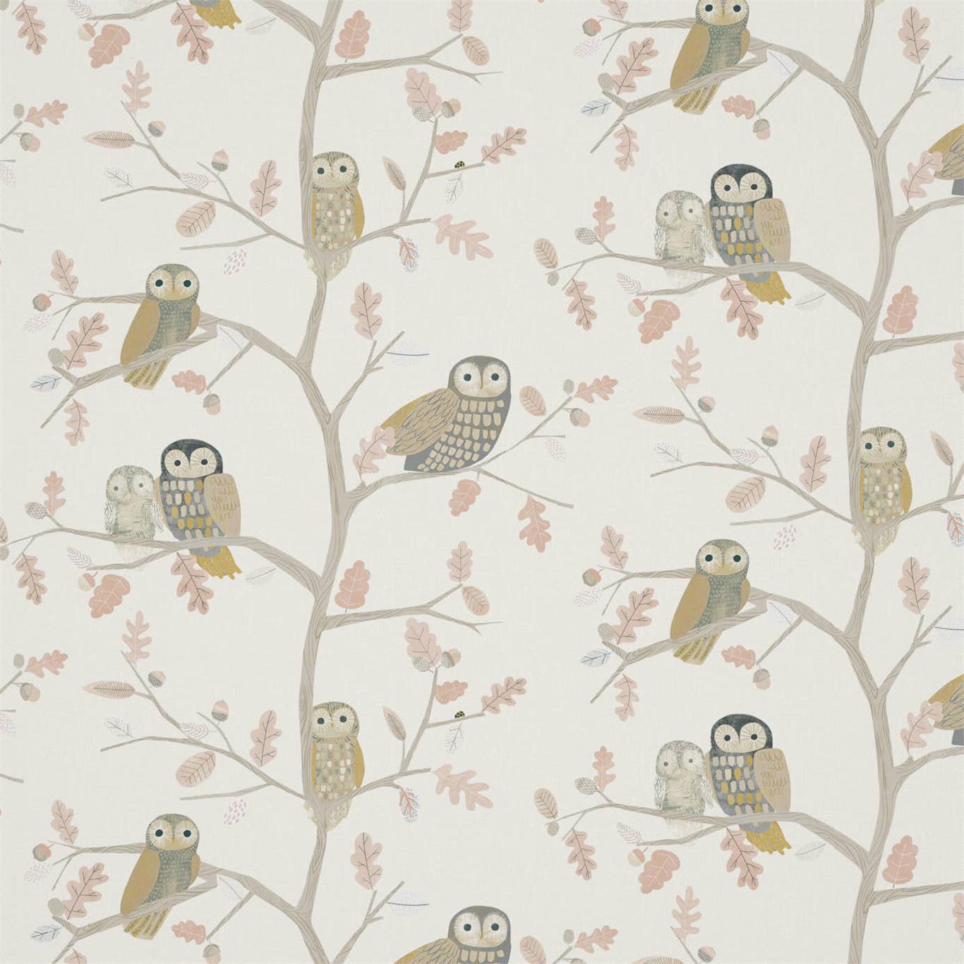 HARLEQUIN Little Owls Fabric Animals Powder   - HLTF120934