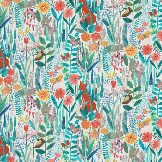 HARLEQUIN Hide And Seek Fabric Leaves , Trees Poppy,Marine,Ochre   - HLTF120938