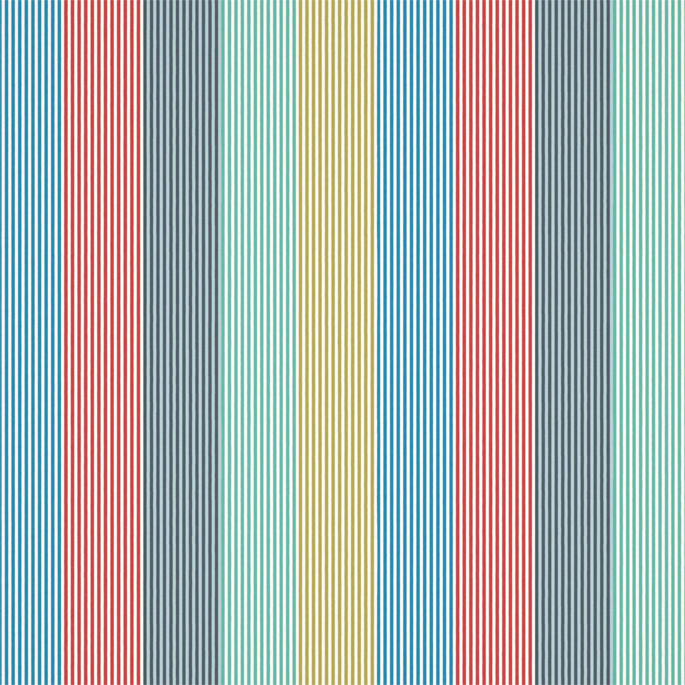 HARLEQUIN Funfair Stripe Fabric Stripes Ink,Aqua,Kiwi,Marine,Poppy   - HLTF133551