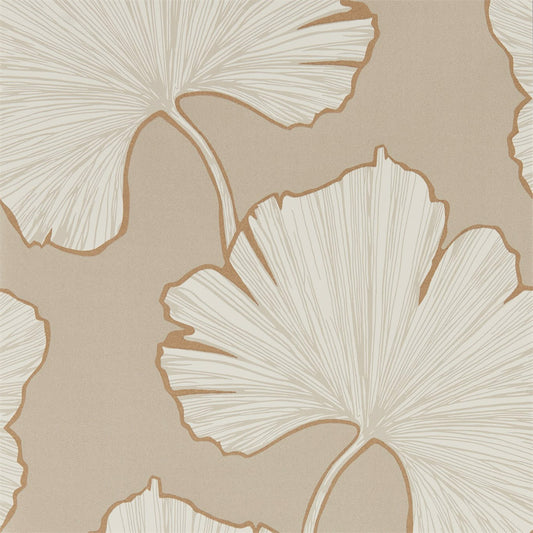 HARLEQUIN Azurea Wallpaper Leaves , Trees Champagne  Rotary Printed Wallpaper - HLUT111712