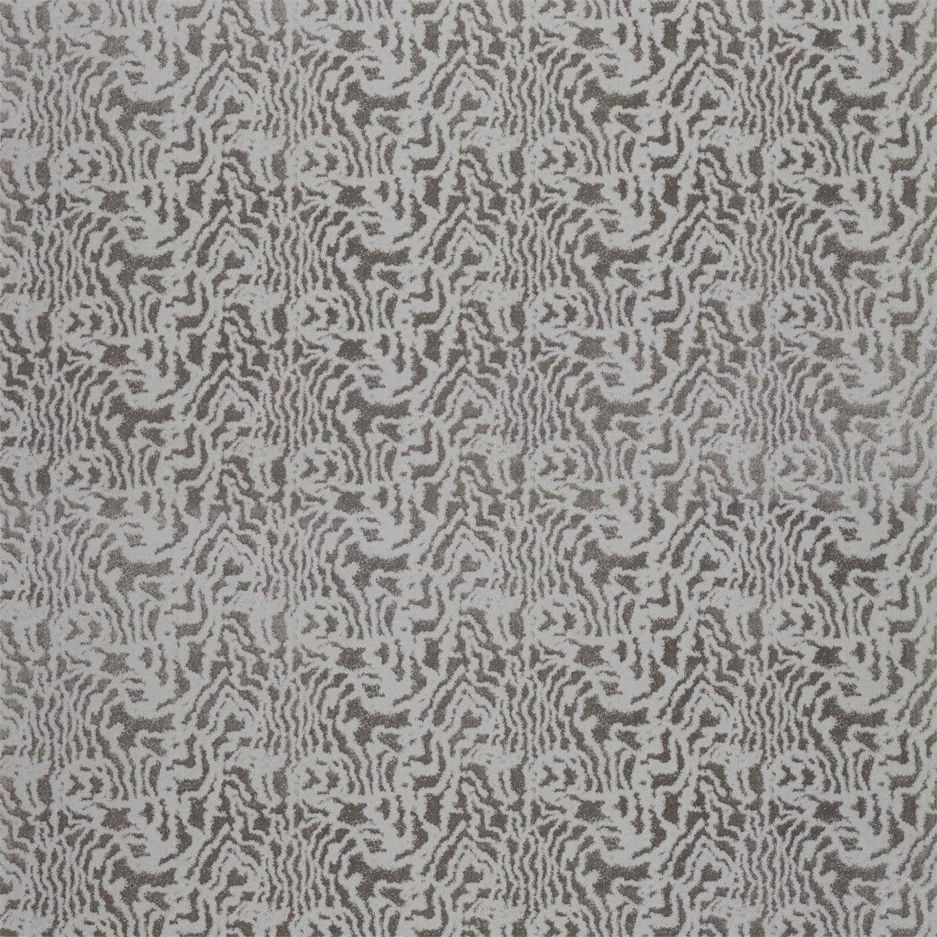 Beige fabric with taupe zebra-like wavy stripes; versatile upholstery & home decor textile.