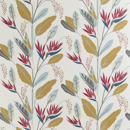 HARLEQUIN Llenya Fabric Leaves , Trees Cerise,Harbour,Saffron   - HMIF120907