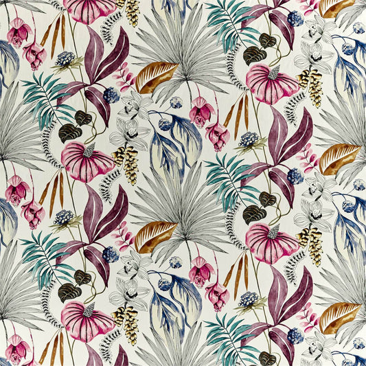 HARLEQUIN Habanera Fabric Contemporary, Floral Cerise,Honey,Marine   - HMIF120913