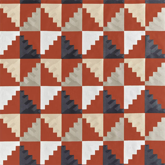 HARLEQUIN Mehari Fabric Geometric Harissa, Oyster, Charcoal   - HMIF133052