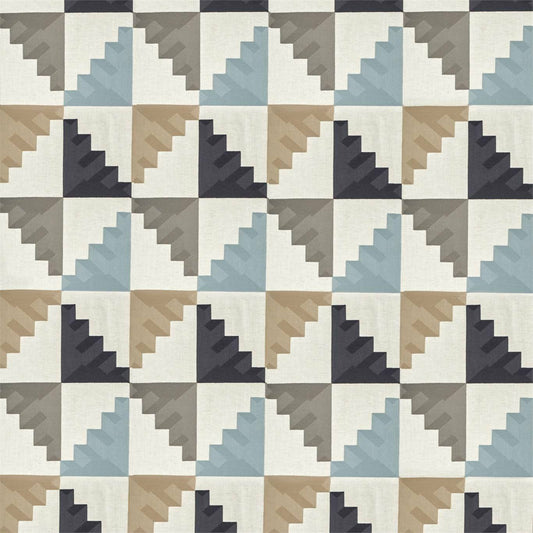 HARLEQUIN Mehari Fabric Geometric Sky, Maize, Charcoal   - HMIF133053