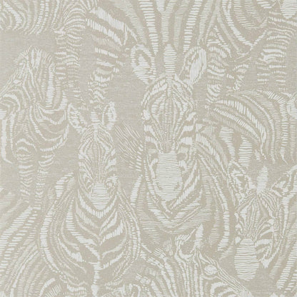 Beige-cream wallpaper with an intricate leaf damask pattern and subtle textured surface.