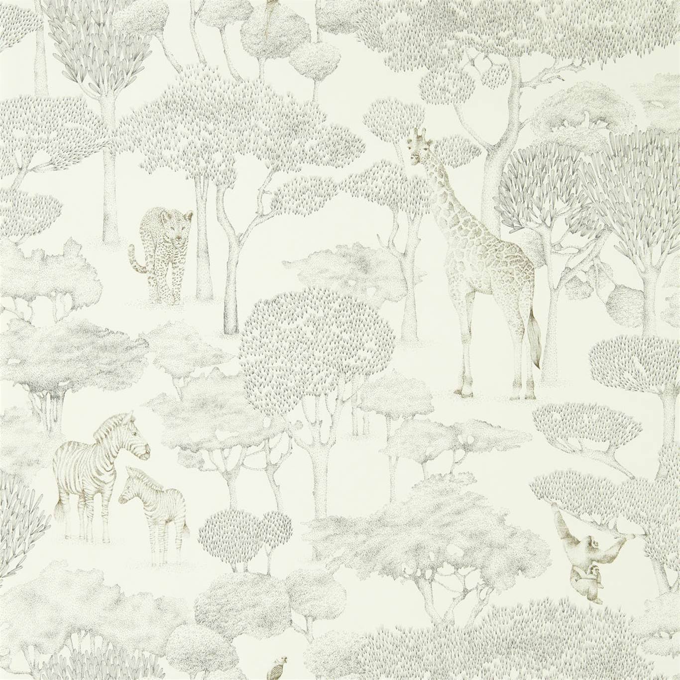 HARLEQUIN Shamwari Wallpaper Animals Chalk,Slate  Rotary/Gravure Wide Width Printed Wallpaper - HMIW112243