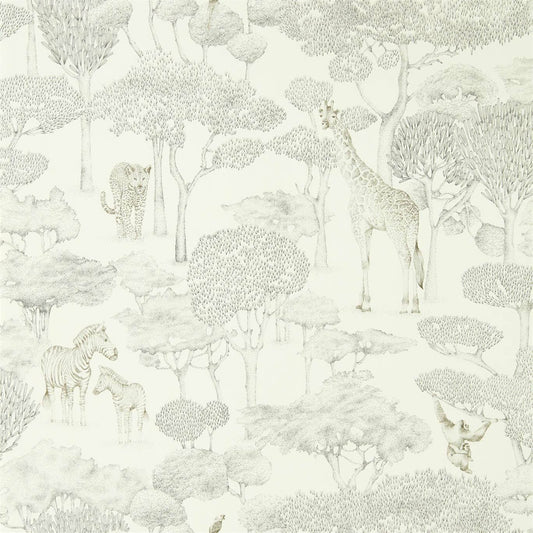 HARLEQUIN Shamwari Wallpaper Animals Chalk,Slate  Rotary/Gravure Wide Width Printed Wallpaper - HMIW112243