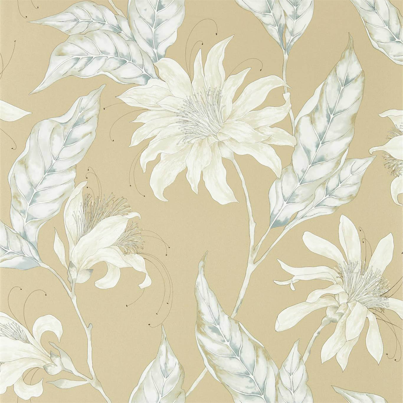HARLEQUIN Ananda Wallpaper Contemporary, Floral Gold  Rotary/Gravure Wide Width Printed Wallpaper - HMIW112254