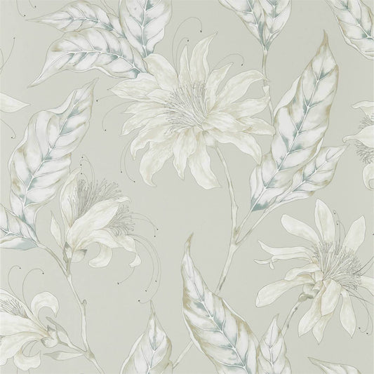 HARLEQUIN Ananda Wallpaper Contemporary, Floral Platinum  Rotary/Gravure Wide Width Printed Wallpaper - HMIW112255