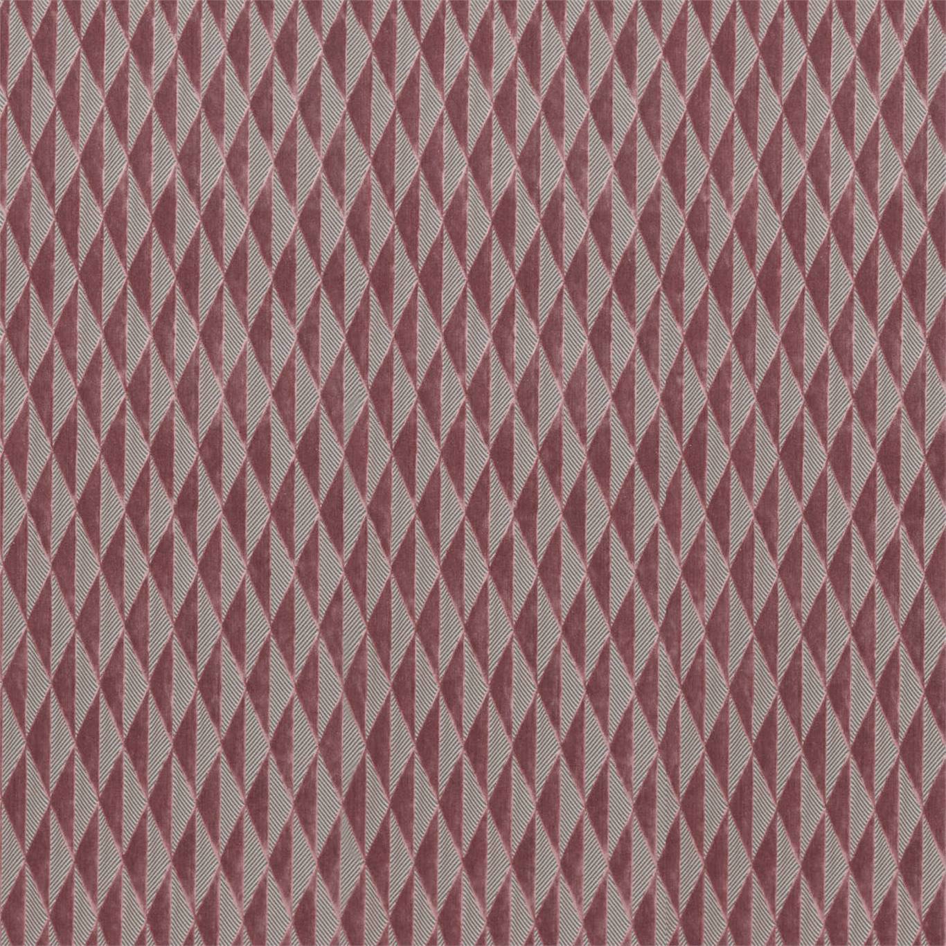 Pink and cream diamond lattice fabric with a textured geometric pattern, upholstery-style textile.