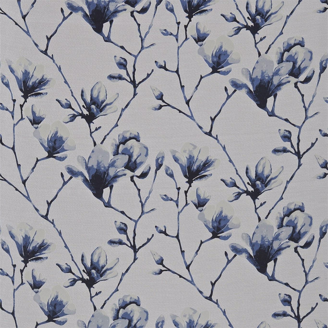 HARLEQUIN Lotus Fabric Contemporary, Floral Indigo,Silver   - HMOS131348