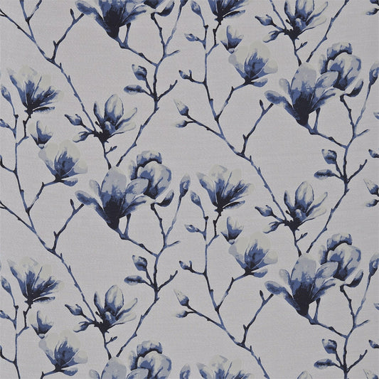 HARLEQUIN Lotus Fabric Contemporary, Floral Indigo,Silver   - HMOS131348